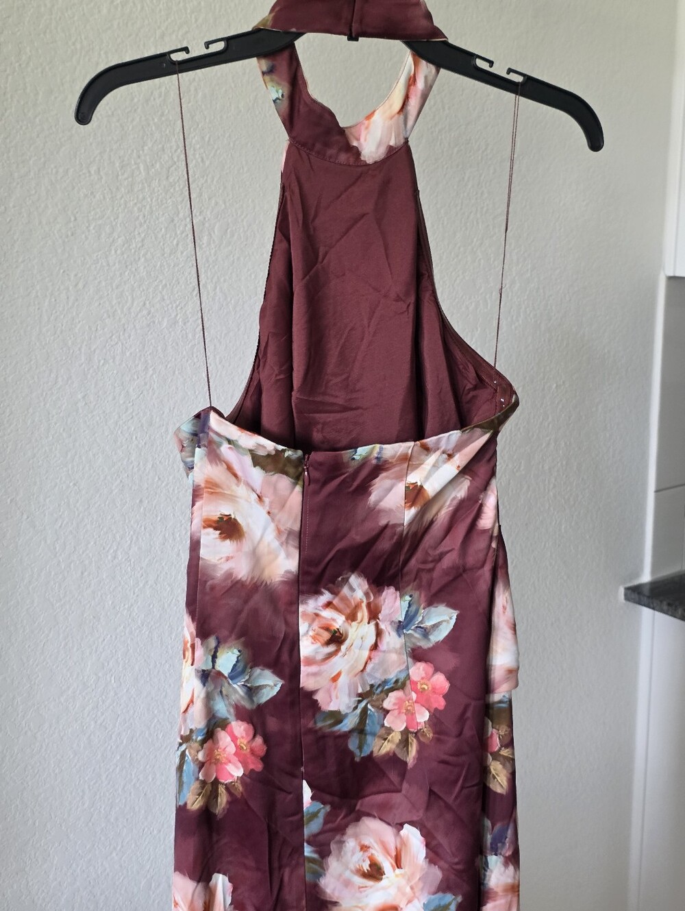 Adrianna Papell Floral Satin Halter Maxi Dress Size 8 NWT Brown Wedding Guest - Picture 11 of 12